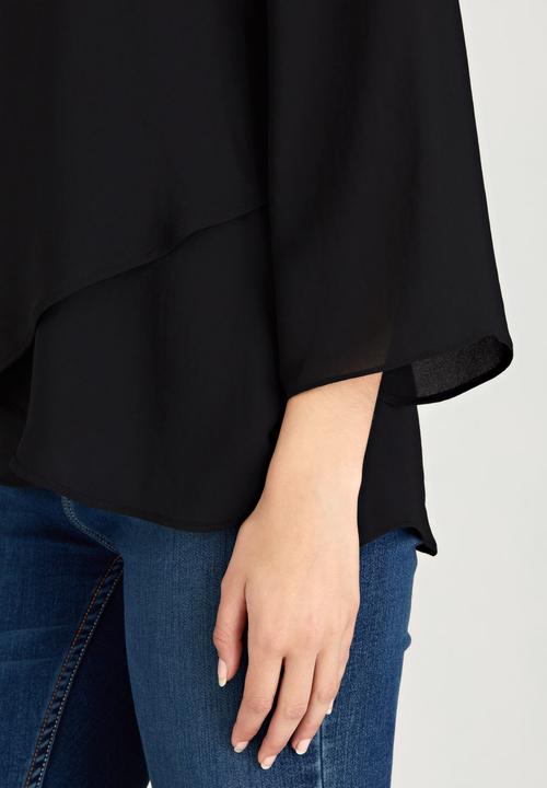 edit - Cross-over Layer Blouse Black