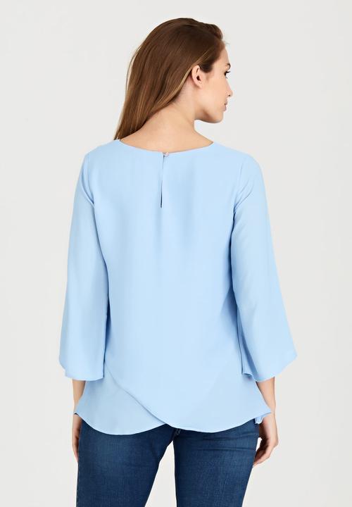 edit - Cross-over Layer Blouse Pale Blue