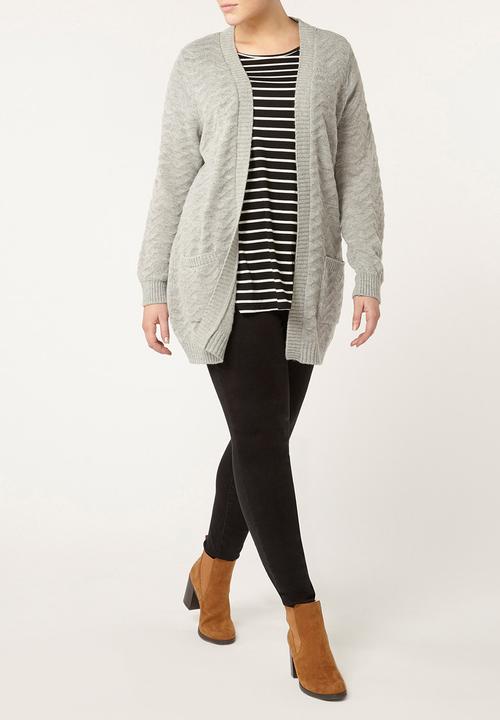 EVANS - Textured Cardigan Grey
