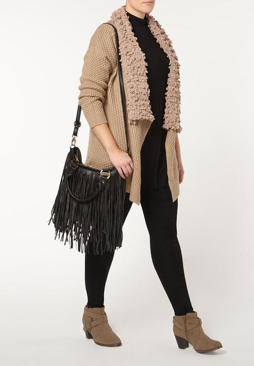 EVANS - Oversized Collar Cardigan Camel