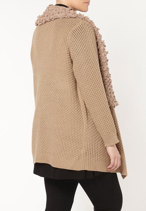 EVANS - Oversized Collar Cardigan Camel