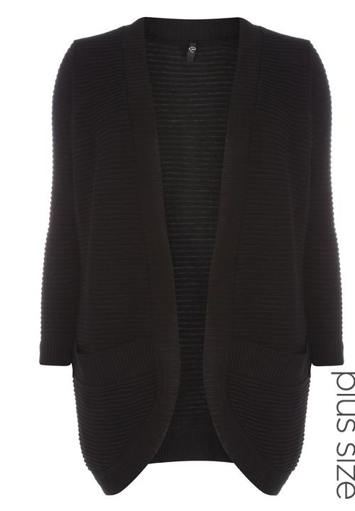EVANS - Textured Ribbed Cardigan Black