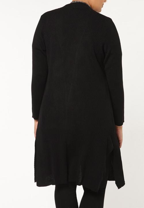 EVANS - Ribbed Longline Cardigan Black