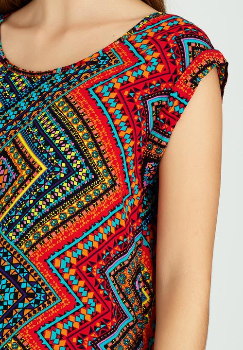 Revenge - Zig-Zag Cap Sleeve Top Red