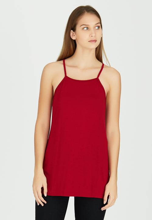c(inch) - Longer Length Cami Dark Red