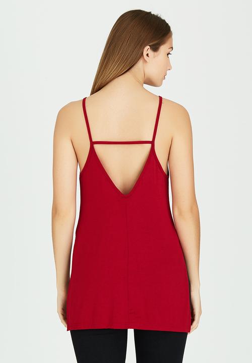 c(inch) - Longer Length Cami Dark Red