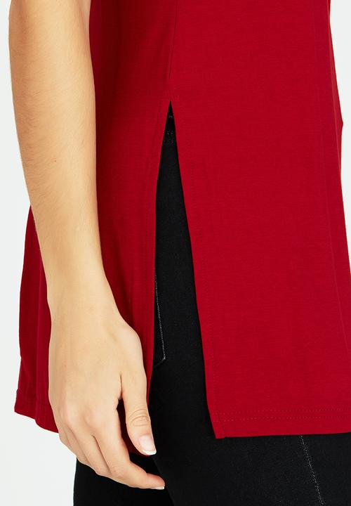 c(inch) - Longer Length Cami Dark Red