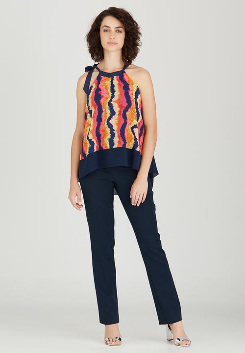 Ilan - Sophia Patterned Halter Top Coral