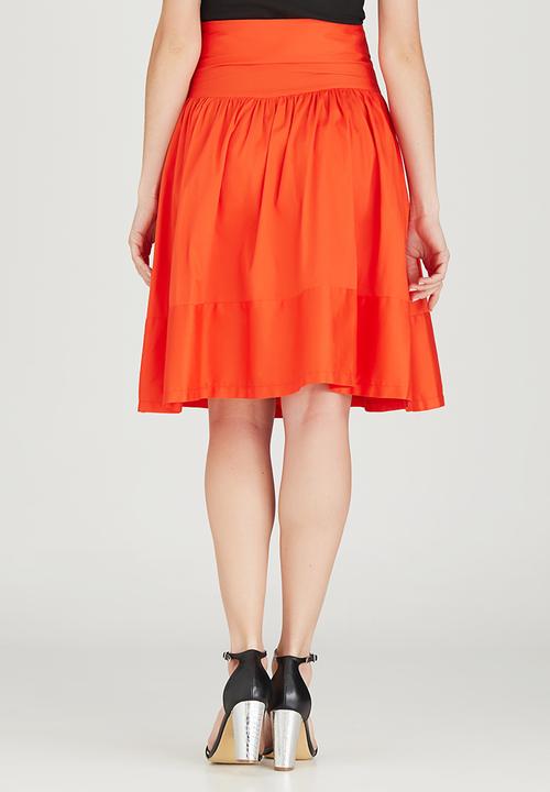 STYLE REPUBLIC - Fit and Flare Midi Skirt Orange