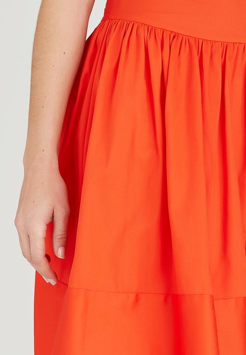 STYLE REPUBLIC - Fit and Flare Midi Skirt Orange