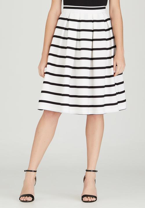 Revenge - Horizontal Striped Skirt White