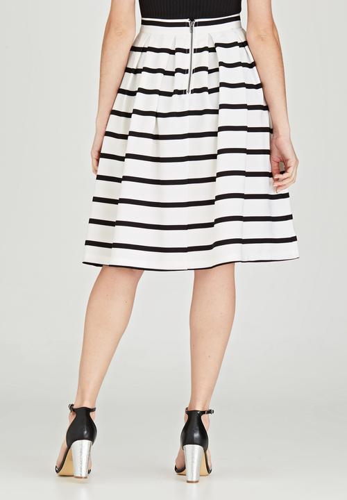 Revenge - Horizontal Striped Skirt White