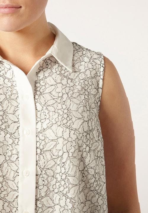 EVANS - Lace Overlay Shirt White