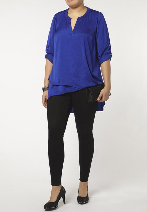 EVANS - Asymmetric Hem Shirt Blue