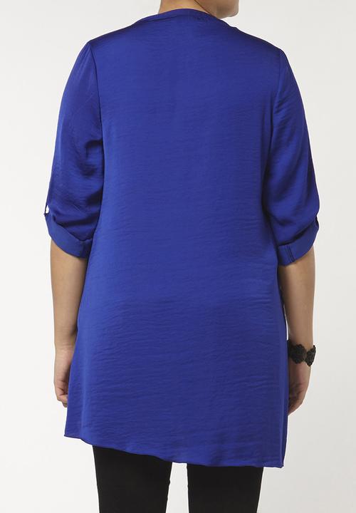 EVANS - Asymmetric Hem Shirt Blue