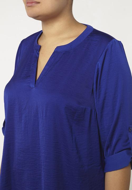 EVANS - Asymmetric Hem Shirt Blue