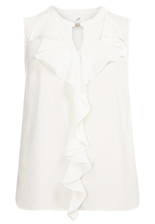 EVANS - Ruffle Top White