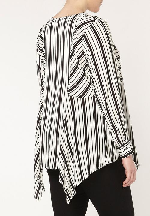 EVANS - Stripe Blouse Black and White
