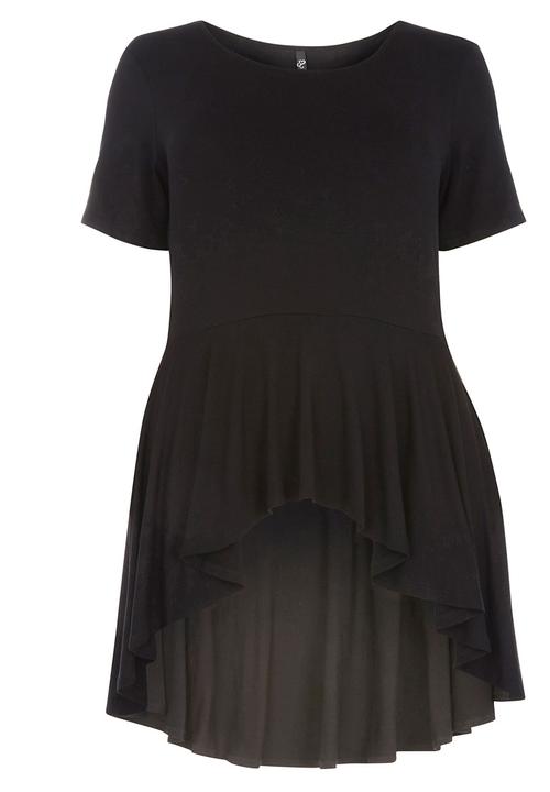 EVANS - Dipped Hem Top Black