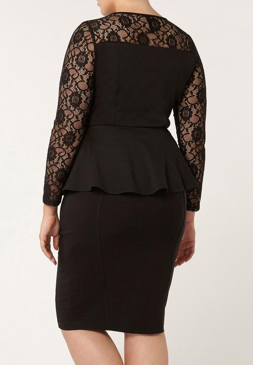 EVANS - Hourglass Fit Peplum Top Black