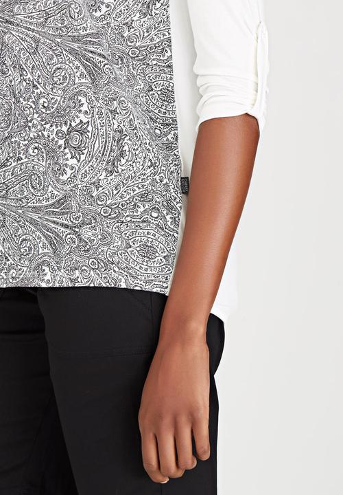 Cherry Melon - Contrast Paisley Top Black and White