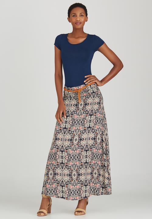 Revenge - All-over Print Maxi Skirt Mid Pink
