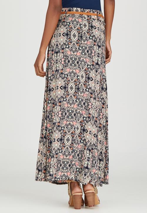 Revenge - All-over Print Maxi Skirt Mid Pink