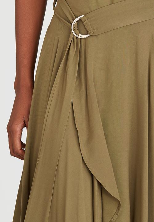 STYLE REPUBLIC - Hanky Hem Midi Skirt Dark Green