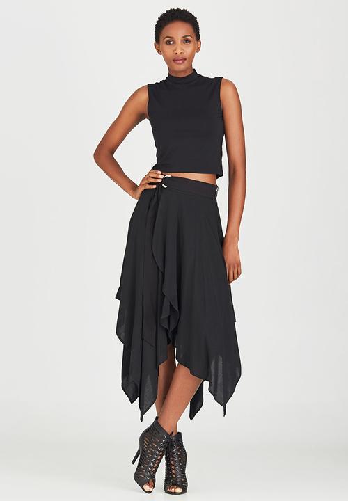 STYLE REPUBLIC - Hanky Hem Midi Skirt Black