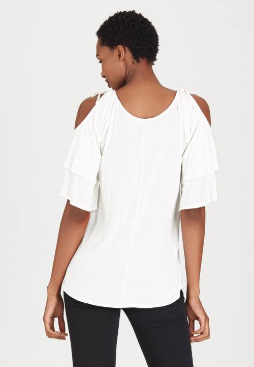 edit - Bell Cold-shoulder Top Milk