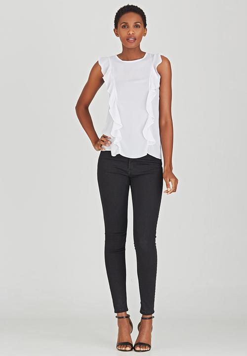 edit - Frill Front Sleeveless Blouse White