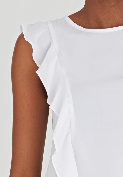 edit - Frill Front Sleeveless Blouse White