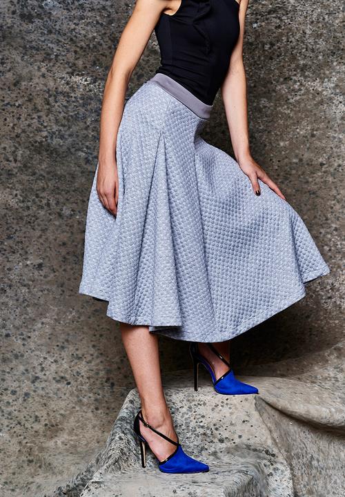 Gert-Johan Coetzee - Flare Skirt with Panels Grey Mid Grey