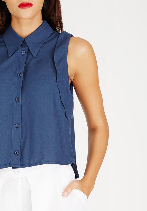 AMANDA LAIRD CHERRY - Fezile Sleeveless Shirt Blue