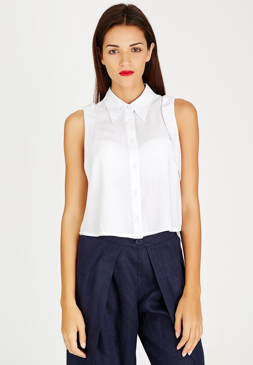 AMANDA LAIRD CHERRY - Fezile Sleeveless Shirt White