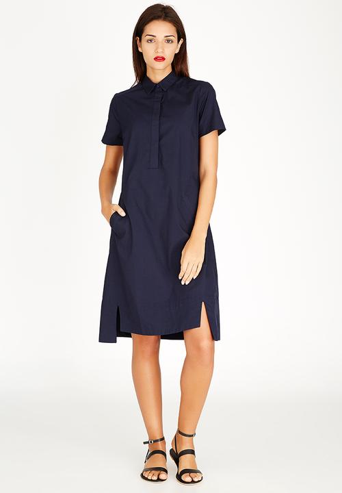 AMANDA LAIRD CHERRY - Nolwazi Linen Longline Shirt Navy