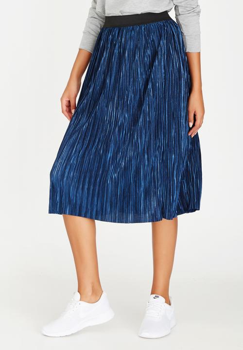 STYLE REPUBLIC - Metallic Midi Skirt Dark Blue
