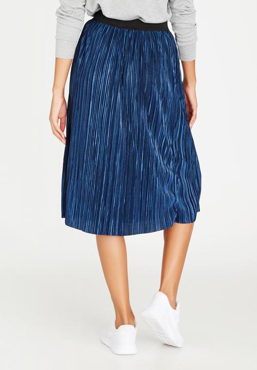 STYLE REPUBLIC - Metallic Midi Skirt Dark Blue