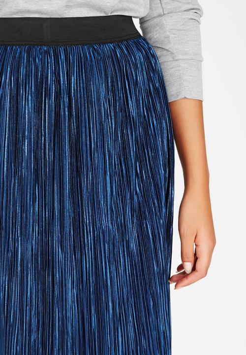 STYLE REPUBLIC - Metallic Midi Skirt Dark Blue