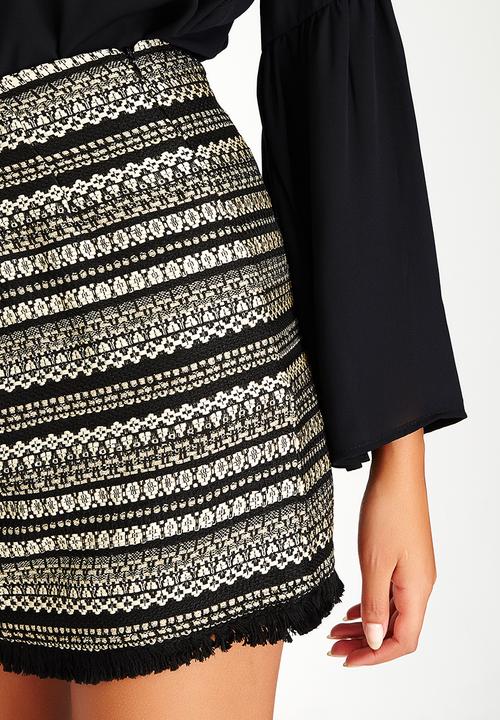 Brave Soul - Tassel Detail Mini Skirt Black