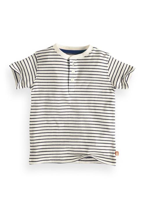 Next - Striped grandad t-shirt Blue and White