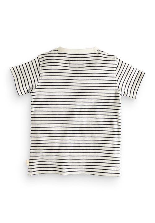Next - Striped grandad t-shirt Blue and White