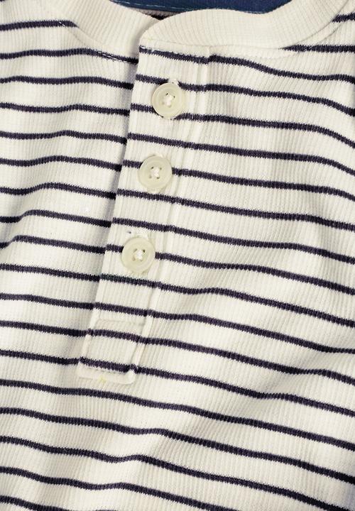 Next - Striped grandad t-shirt Blue and White