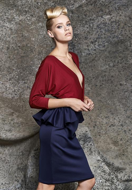 Gert-Johan Coetzee - Peplum Pencil Skirt Navy
