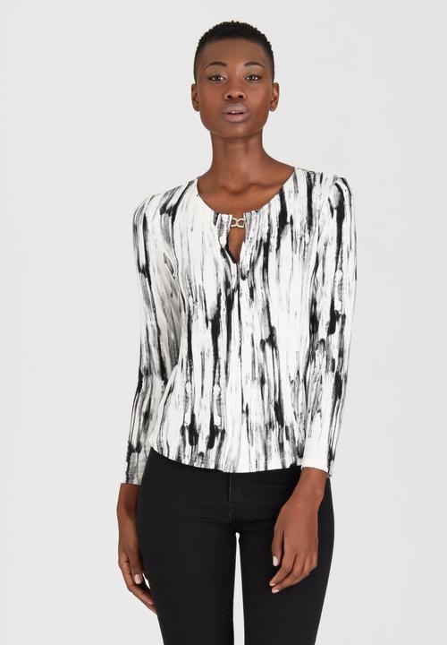 Kate Jordan - Smart Pleated Top Black and White