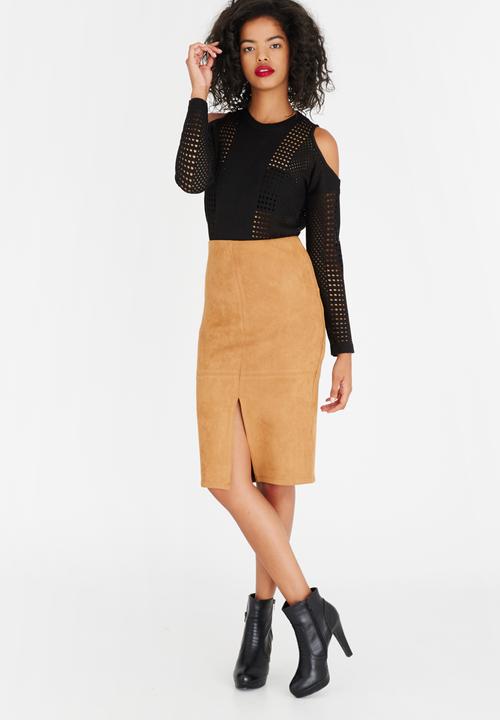 Revenge - Suedette Skirt Tan