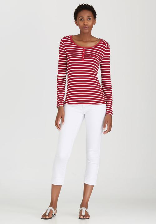 cath.nic - Nautical Stripe Knit Top Dark Red
