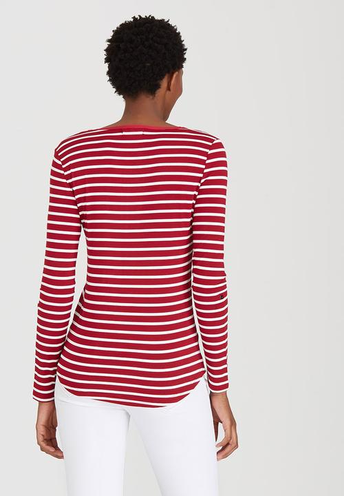 cath.nic - Nautical Stripe Knit Top Dark Red
