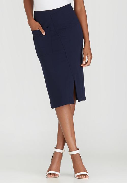 HABITS - Overlay Wrap Skirt Navy