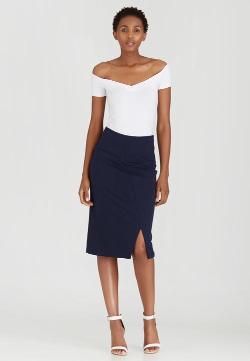 HABITS - Overlay Wrap Skirt Navy